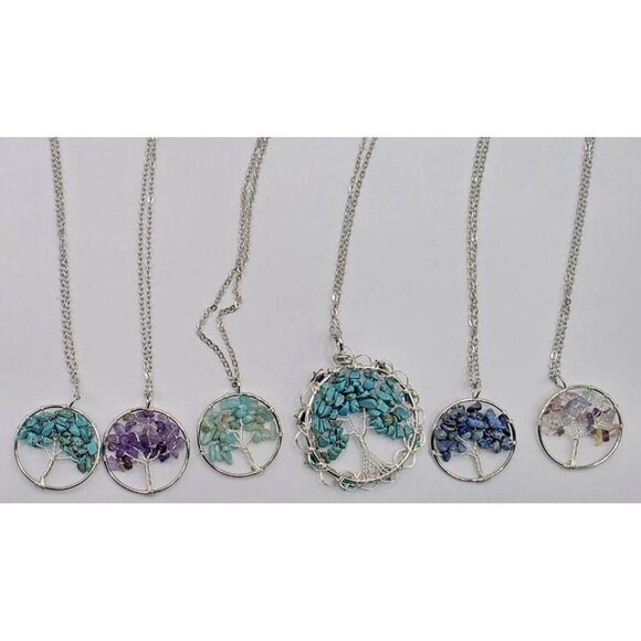 Tree of Life‎ Pendant Necklaces Lot of 6 Turquoise Amethyst Sodalite 20-21" - Picture 8 of 8